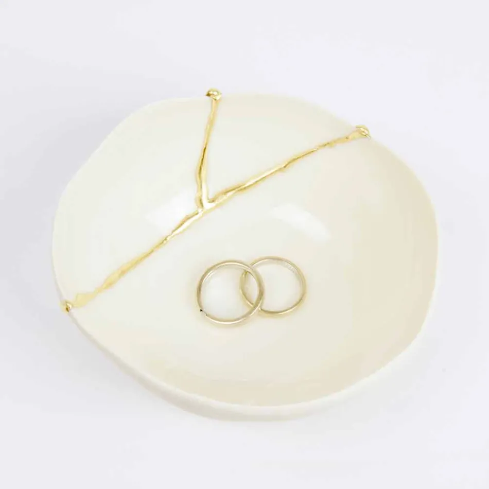 Cuencos en Porcelana Blanca y Pan de Oro Diseño de Lujo Italiano - Cicatroro viadurini