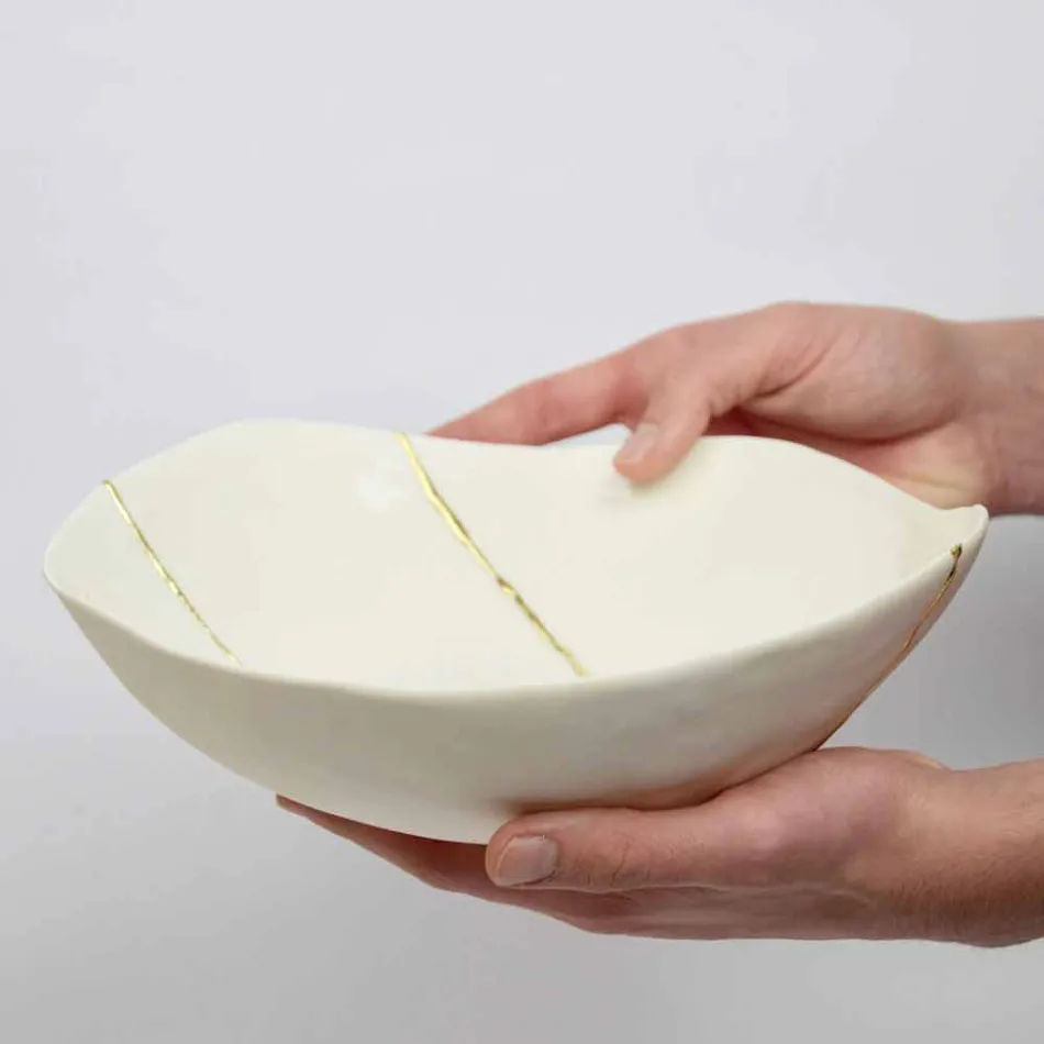 Cuencos en Porcelana Blanca y Pan de Oro Diseño de Lujo Italiano - Cicatroro viadurini