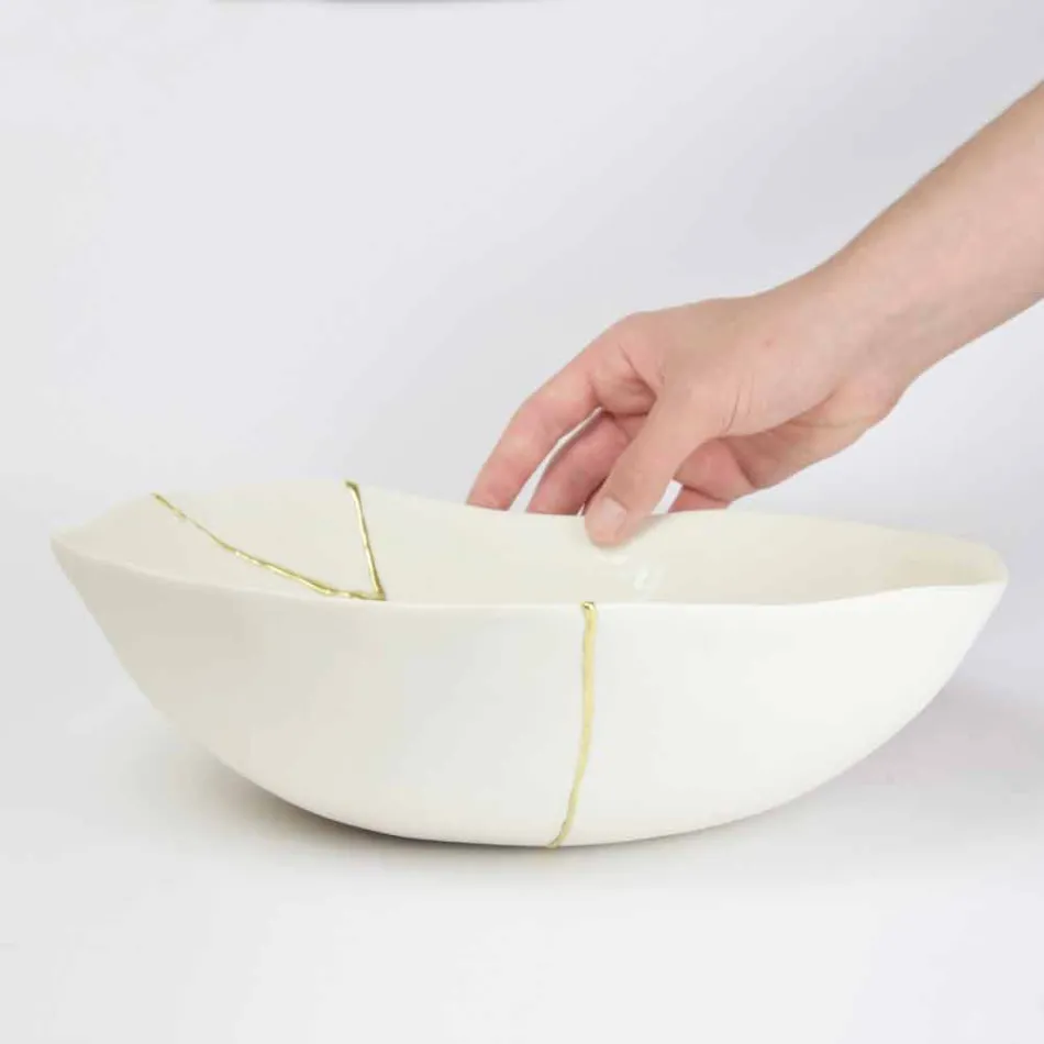 Cuencos en Porcelana Blanca y Pan de Oro Diseño de Lujo Italiano - Cicatroro viadurini