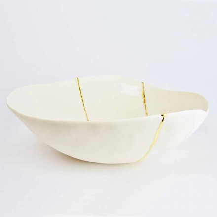 Cuencos en Porcelana Blanca y Pan de Oro Diseño de Lujo Italiano - Cicatroro viadurini