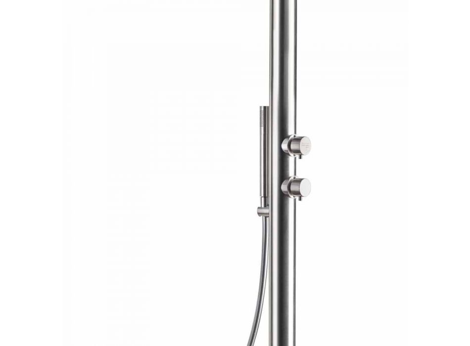 Columna de ducha de jardín de acero inoxidable con ducha de mano Made in Italy - Marlen viadurini