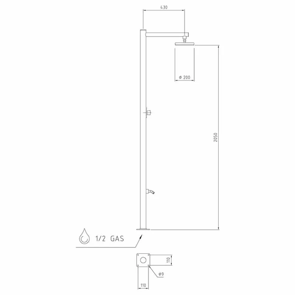 Columna de ducha de jardín en acero inoxidable cromado Made in Italy - Modeo viadurini