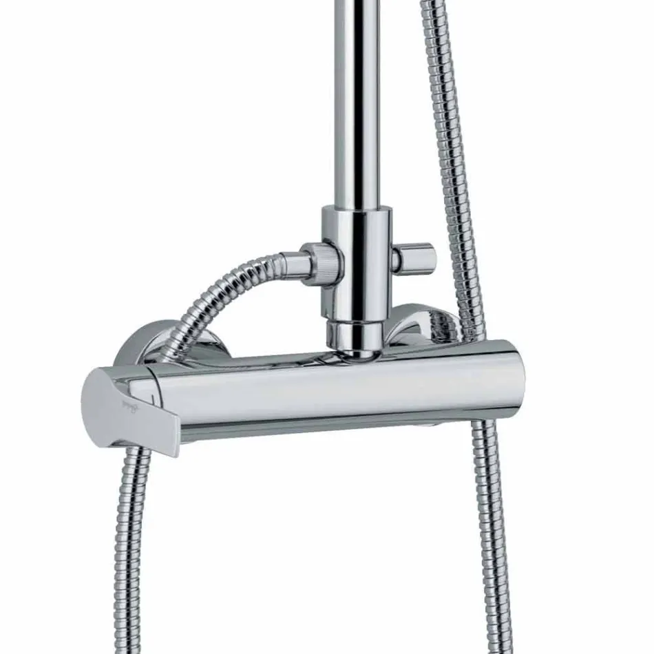 Columna de ducha de latón con cabezal de ducha y ducha de ABS Made in Italy - Padula viadurini