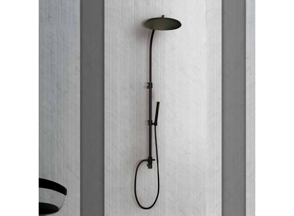 Columna de ducha de latón con cabezal de ducha redondo de acero Made in Italy - Kennedy viadurini