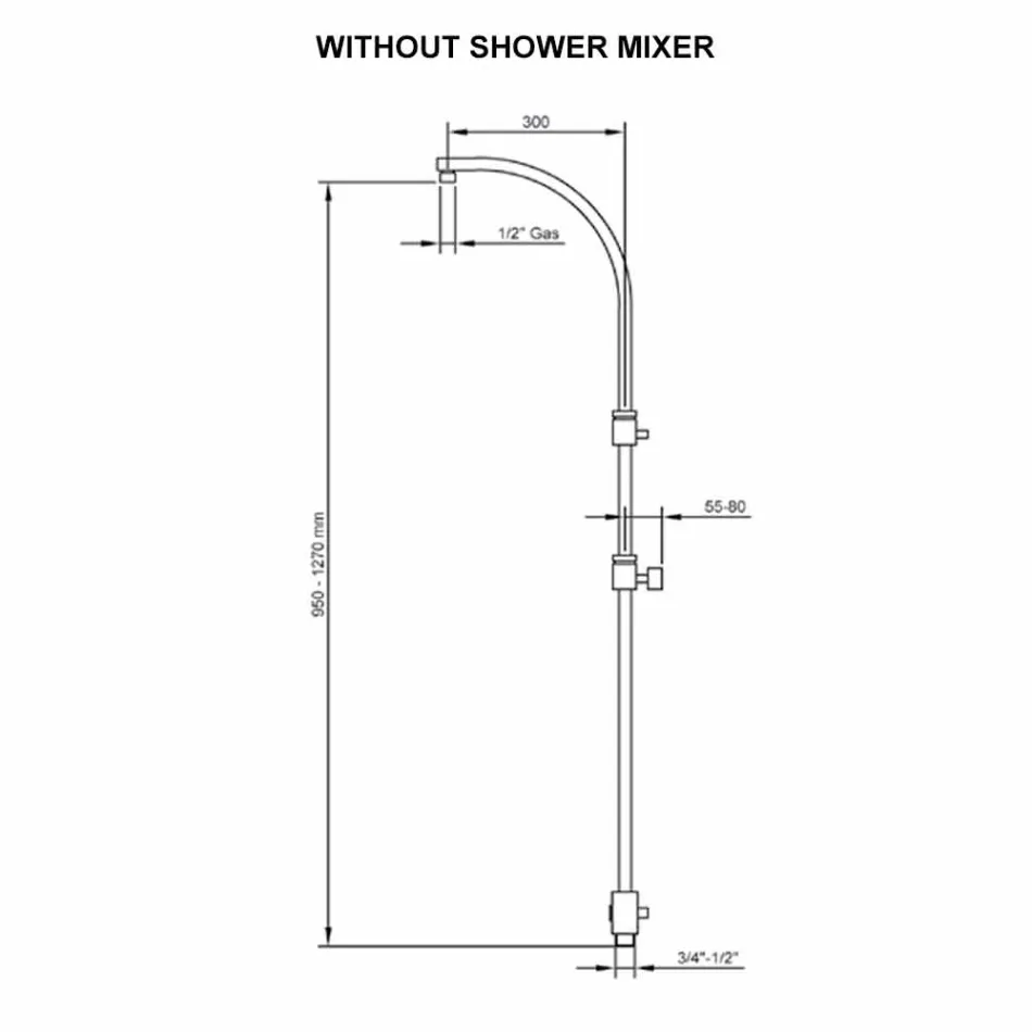 Columna de ducha de latón con cabezal de ducha redondo de acero Made in Italy - Kennedy viadurini