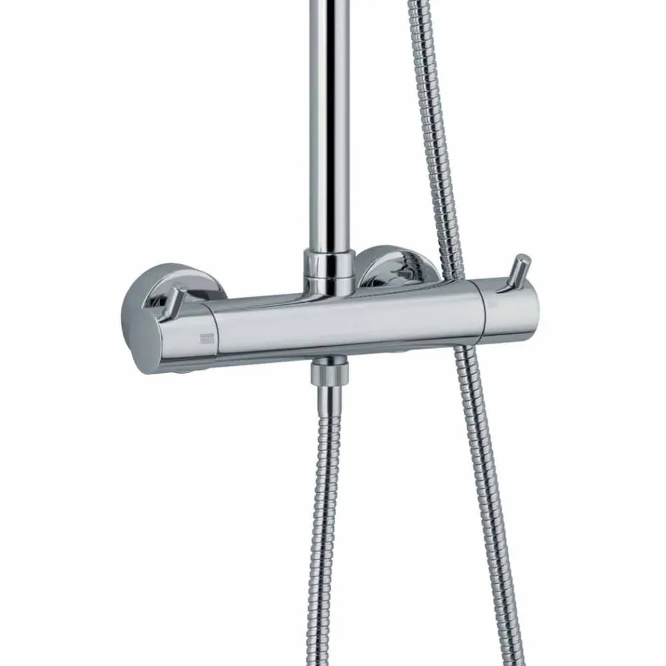 Columna de ducha en latón cromado con flexo y teleducha fabricada en Italia - Griso viadurini