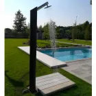 Columna de ducha solar para jardín en acero inoxidable negro Made in Italy - Werner viadurini