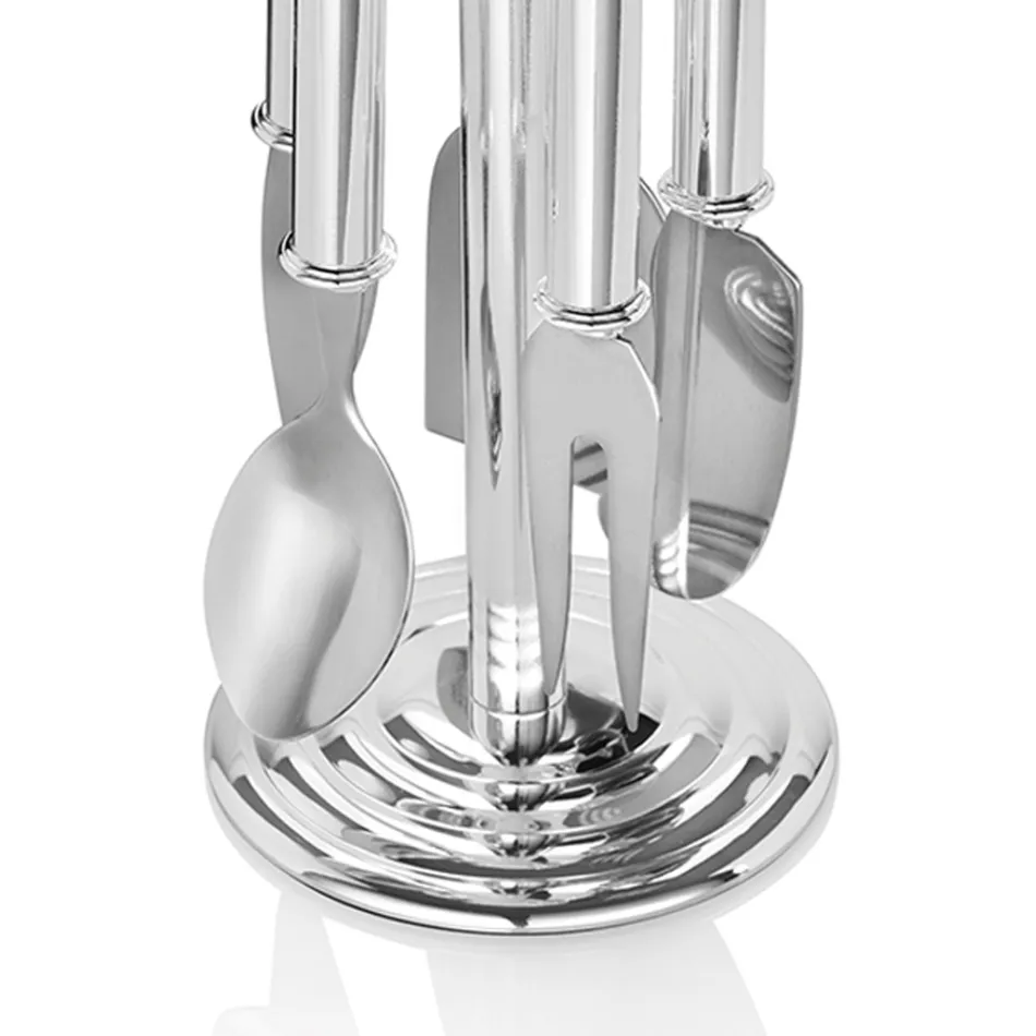 Cuchillos para queso en metal plateado con cristales 5 piezas - Marfio viadurini