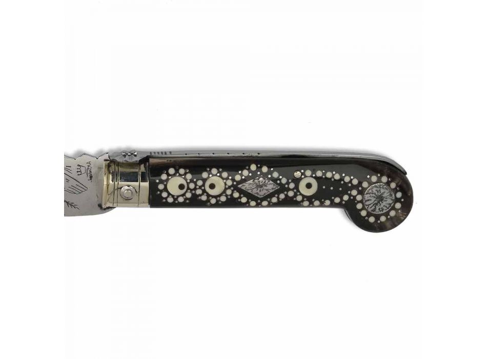 Antiguo cuchillo de amor hecho a mano en cuerno y acero fabricado en Italia - Amour