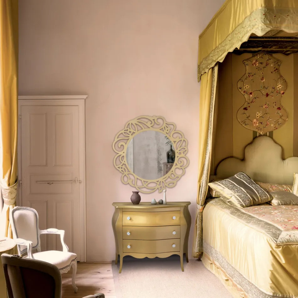 Cómoda Redonda con 3 Cajones en Diferentes Acabados Made in Italy - Gamad viadurini