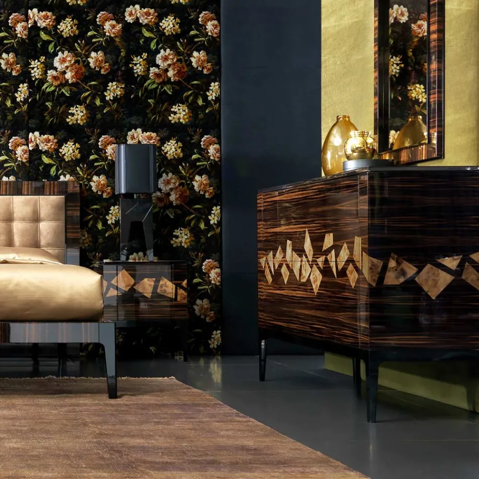 Cómoda de ébano de diseño 4Cassetti Grilli Zarafa hecha en Italia viadurini