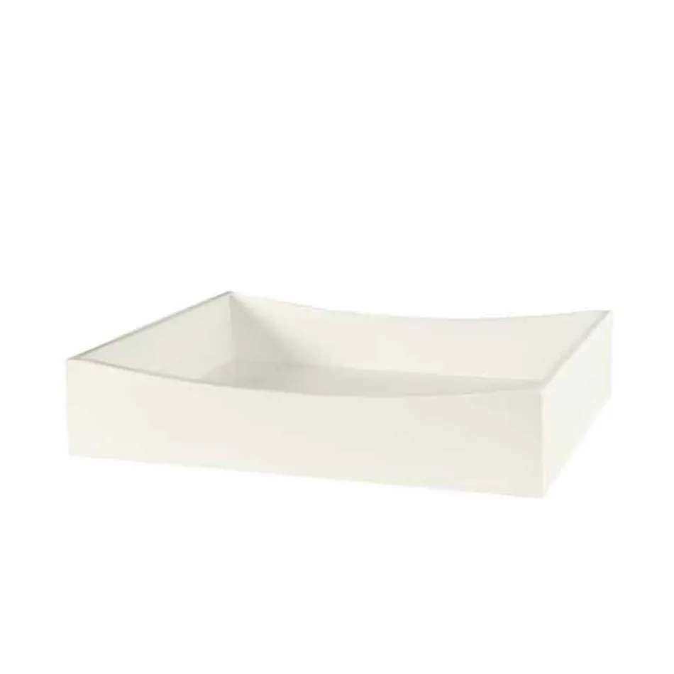 Aparador de vidrio extraligero y seis cajones de madera blanca Made in Italy - Ganzo viadurini