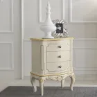 Mesita de noche en madera con 3 cajones Made in Italy - Chantilly viadurini