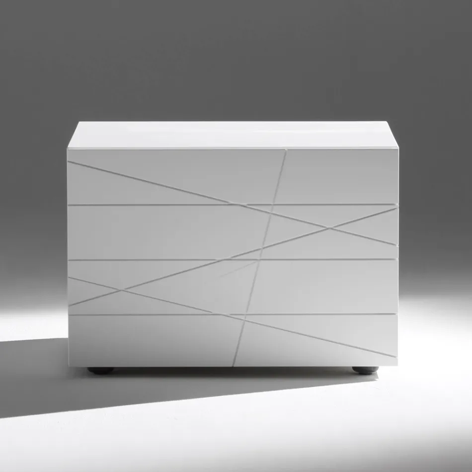 Mesita de noche con 1 cajón en aglomerado de madera pintada - Leone viadurini