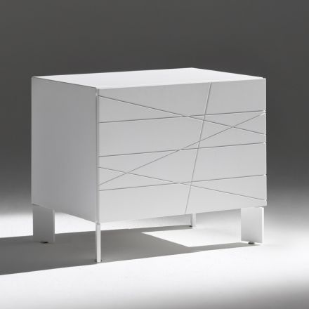 Mesita de noche con 1 cajón en aglomerado de madera pintada - Leone viadurini