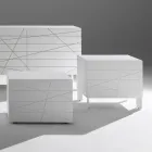 Mesita de noche con 1 cajón en aglomerado de madera pintada - Leone viadurini