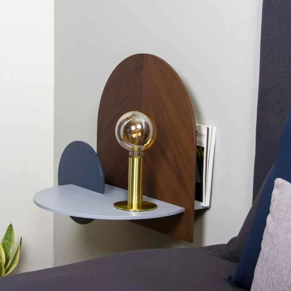 Mesita de noche de diseño moderno compuesta por 3 paneles modulares de madera contrachapada - Marea viadurini