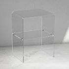 Mesita de noche de cristal acrílico transparente con estante de diseño - Minervo viadurini
