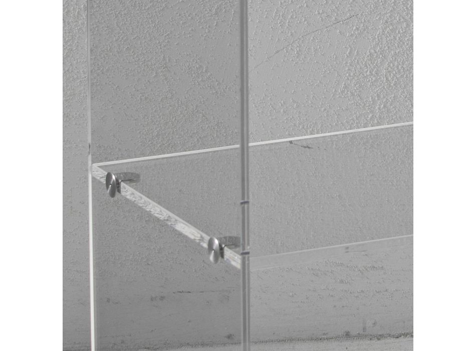 Mesita de noche de cristal acrílico transparente con estante de diseño - Minervo viadurini