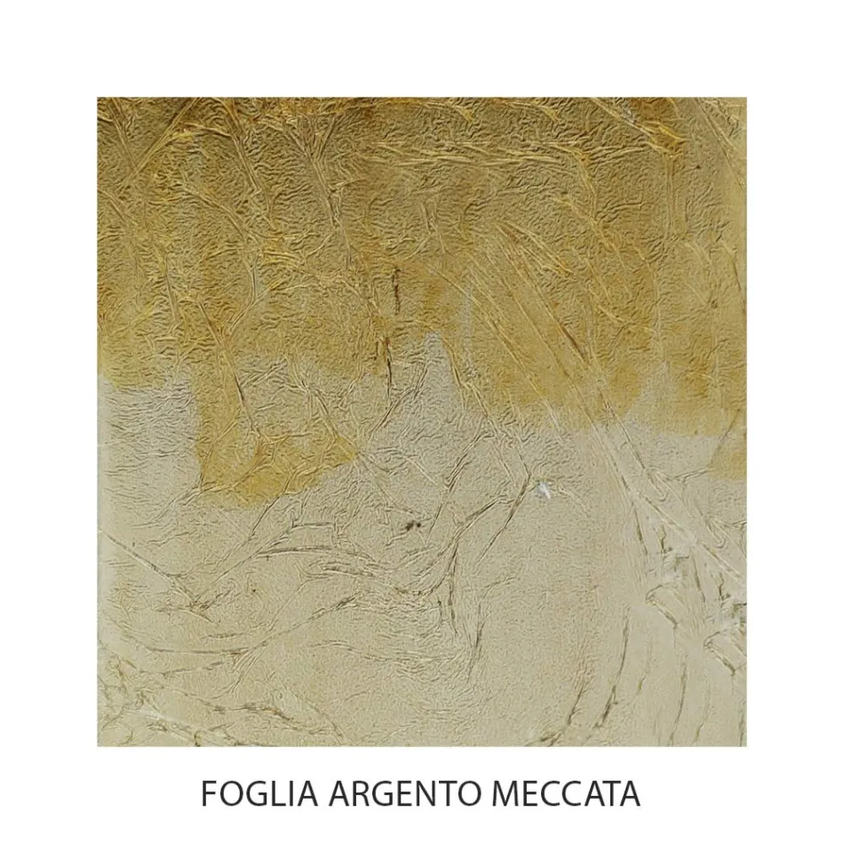 Mesita de noche completa de hierro con acabado en pan de plata Meccata Made in Italy - Venecia viadurini