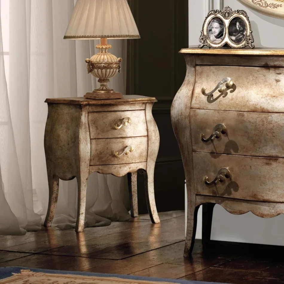 Mesita de noche de listón color lima con 2 cajones Made in Italy - Bled viadurini