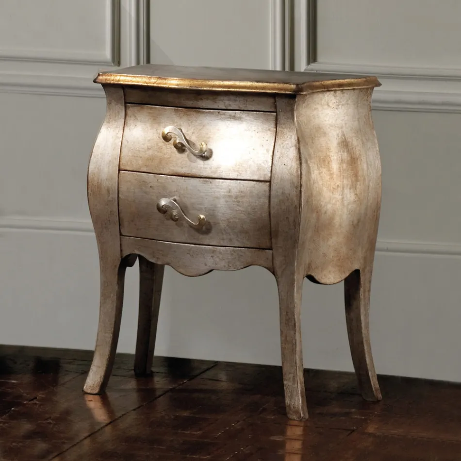 Mesita de noche de listón color lima con 2 cajones Made in Italy - Bled viadurini