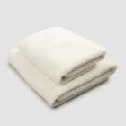 Juego completo de toalla de rostro y toalla de invitados en mezcla de rizo y lino - Kilim viadurini