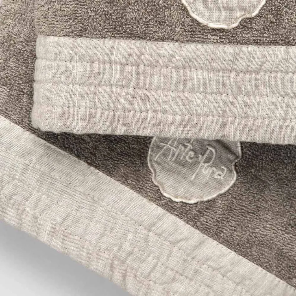 Juego completo de toalla de cara y toalla de invitados en mezcla de rizo y lino - Kilim viadurini