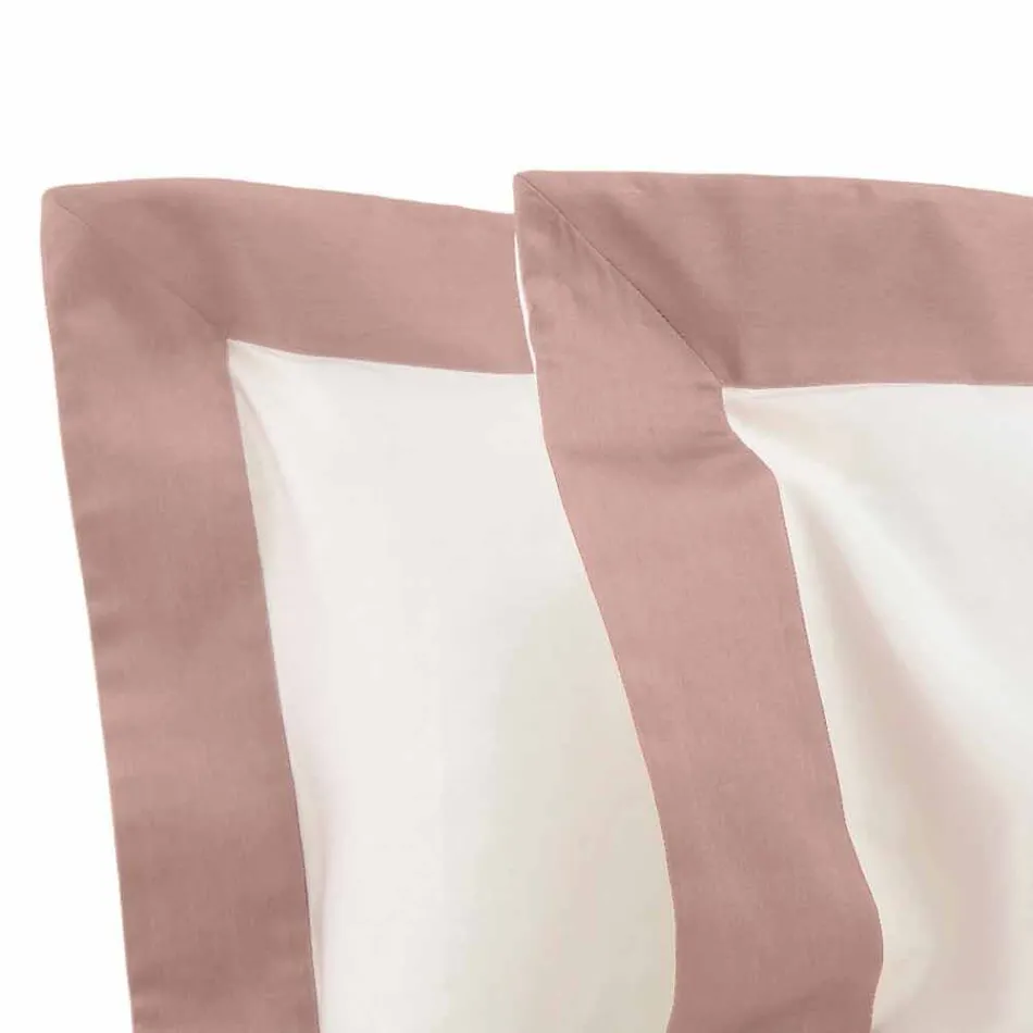 Juego de Sábanas de Satén para Cama Doble con Bordes de Colores - Jacinto viadurini