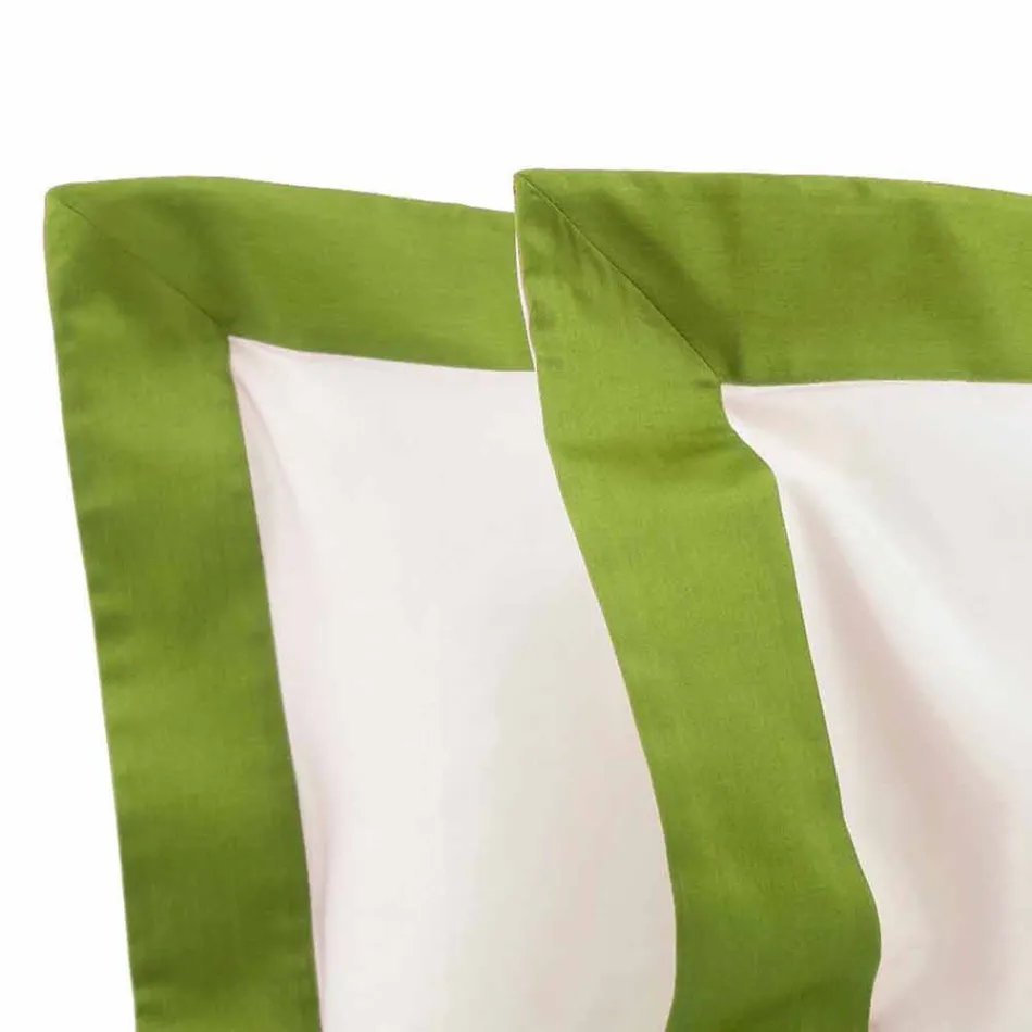 Juego de Sábanas de Satén para Cama Doble con Bordes de Colores - Jacinto viadurini