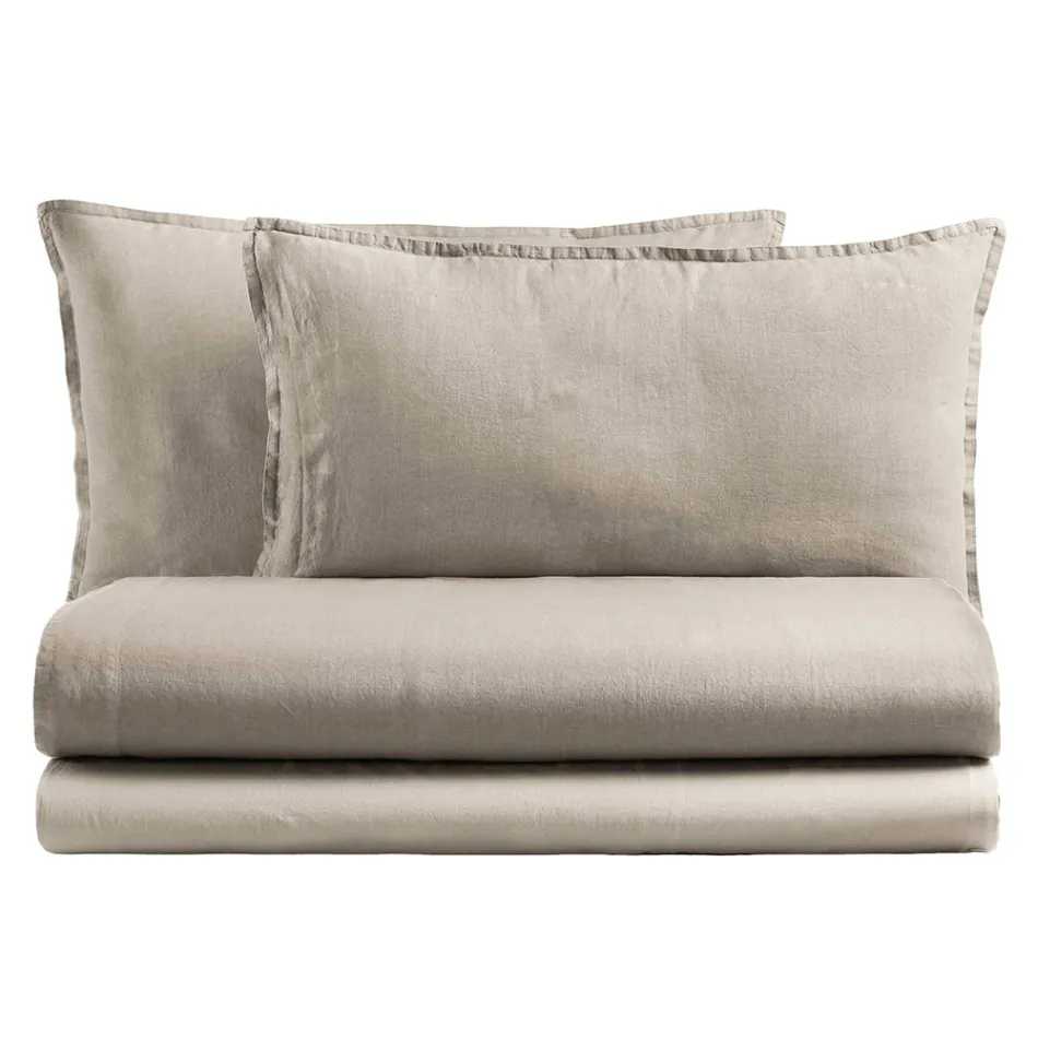 Cama doble completa en puro algodón teñido y sombreado - Delicacy viadurini