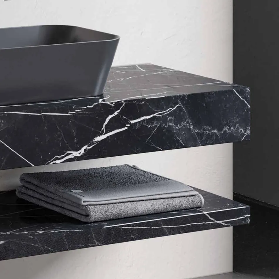 Composición 3 Mueble de Baño en Gres y Lavabo en Vetrochina 3 Colores - Ramentina viadurini