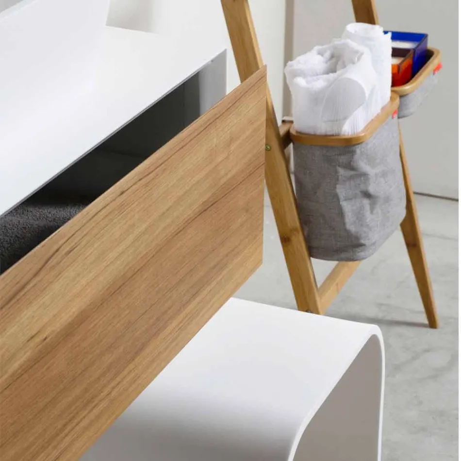 Mueble de Baño Composición 3 en Madera de Teca y Hi Macs® - Talco viadurini