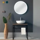 Composición 3 Mueble de baño en metal, madera y cerámica Made in Italy - Cizco viadurini