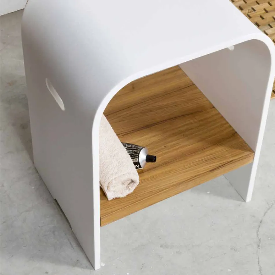 Mueble de baño suspendido Composición 3 con lavabo de resina blanca - Dazzle viadurini