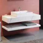 Composición 3 Mueble Baño Suspendido en Gres Porcelánico 4 Acabados - Rambina viadurini
