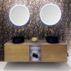 Composición 5 Mueble de baño suspendido en madera y cristal Made in Italy - Renga viadurini