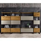 Composición de pared en Mdf y tablero de roble chapado en roble Made in Italy - Marit viadurini