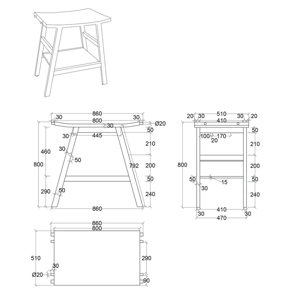 Composición de Muebles de Baño con Mueble de Teca y Accesorios Esmaltados - Patryk viadurini