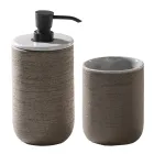 Composición de muebles de baño gris con espejo y gabinete de suelo - Sylviane viadurini