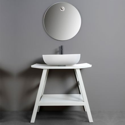 Composición de baño blanca con accesorios antiarañazos y espejo - Patryk viadurini