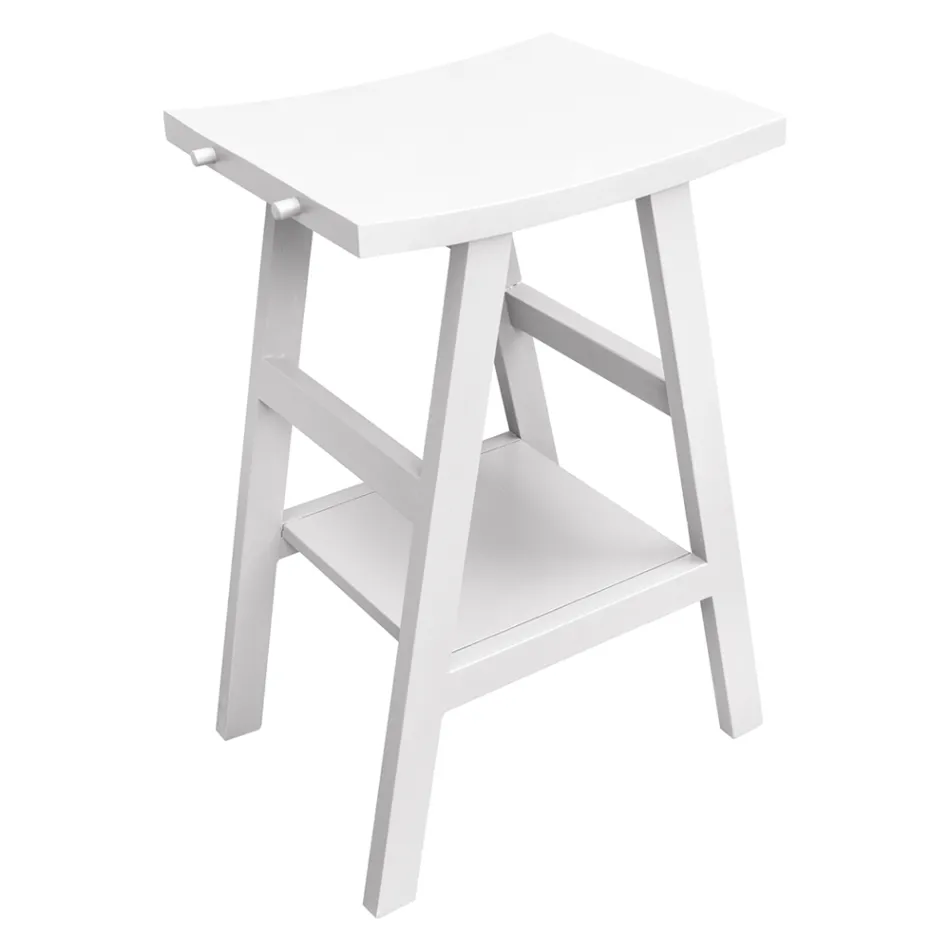 Composición de baño blanca con accesorios de arcilla y espejo - Maryse viadurini