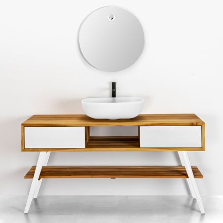 Composición de baño blanca con suelo y accesorios de diseño - Georges viadurini