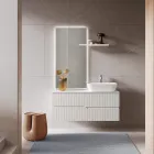 Composición de baño blanca con espejo y estante Made in Italy - Ares viadurini