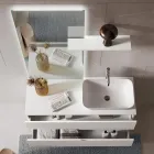 Composición de baño blanca con espejo y estante Made in Italy - Ares viadurini