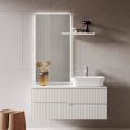 Composición de baño blanca con espejo y estante Made in Italy - Ares
