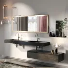 Composición de baño completa con espejo y lavabo doble Made in Italy - Palom viadurini