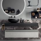Composición de baño completa con espejo, lavabo, base y encimera Made in Italy - Palom viadurini