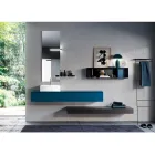 Composición de baño completo con espejo, lavabo de cerámica Made in Italy - Palom viadurini