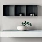 Composición de baño compuesta por estantería con lavabo, armarios de pared y espejo - Velaria viadurini